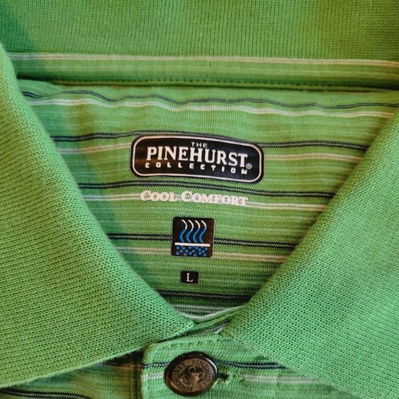 Pinehurst 1895 Man's Green Stripe Golf Shirt - Size L. EEUC. - Picture 4 of 8